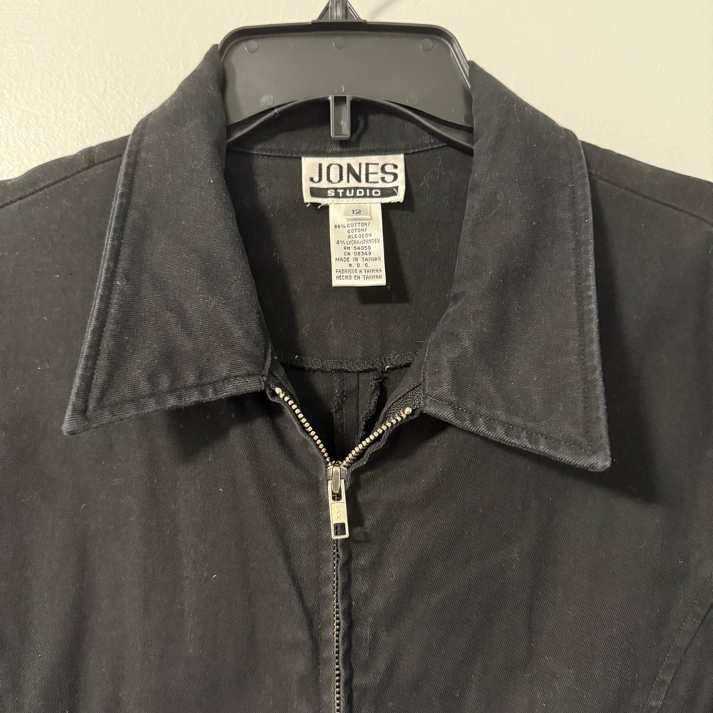 Jones Sport Black Zip Front Stretch Cotton Twill long Sleeve Jacket 12 - Picture 3 of 5